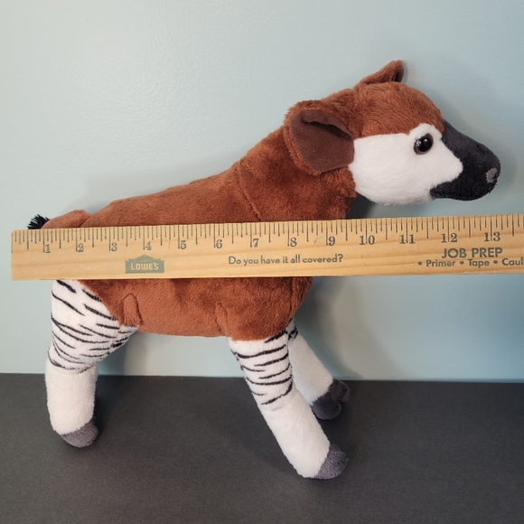 Wild Republic Okapi Plush Exotic Wild Animal Zebra Striped Legs 12" Standing - Picture 3 of 8